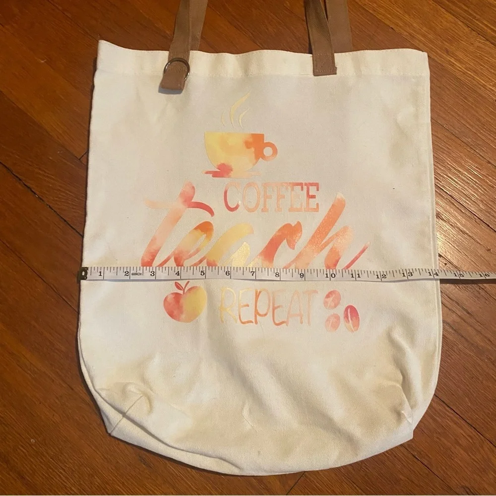 Teacher Tote Bag ‘Coffee, Teach, Repeat’ - Picture 5 of 6